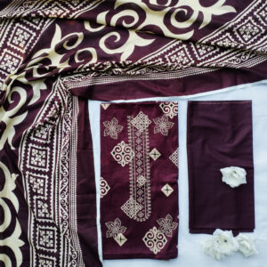 maroon geometric embroidered lawn 3 piece unstitched